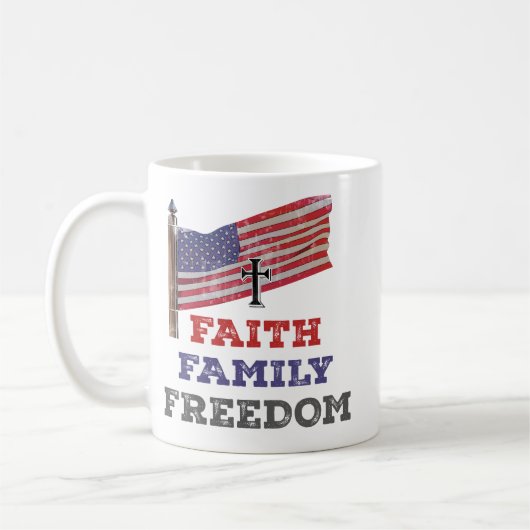 Mug Croix de la liberté de la famille de foi avec drap (Gauche)