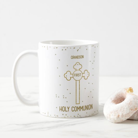 Mug Croix de la première sainte communion de grand-fil (Avec donut)