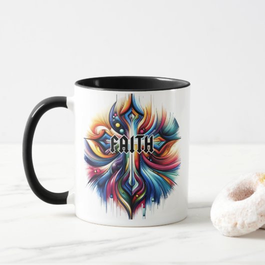 Mug Croix de l'art Abstrait (Avec donut)