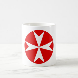 Mug Croix de Malte v2 (blanc sur rouge)