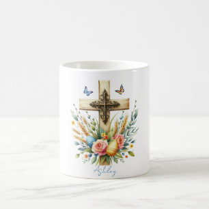 Mug Croix de Pâques personnalisée à l'aquarelle