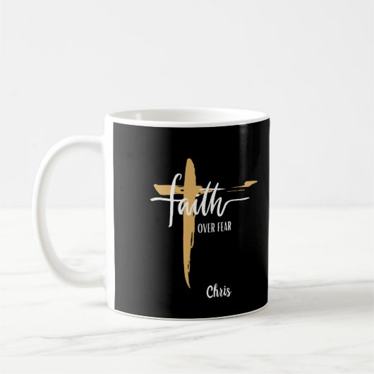 Mug Croix dorée Foi Sur La Peur (Gauche)