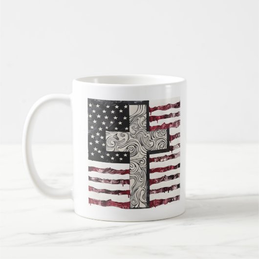 Mug croix du drapeau américain (Gauche)