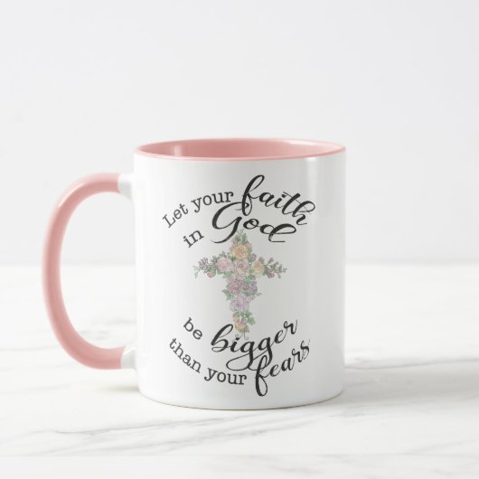 Mug Croix florale avec citation chrétienne (Gauche)