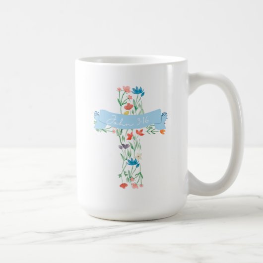Mug Croix florale John 3:16 Deux côtés (Droite)