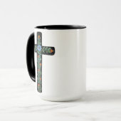 Mug Croix noire avec fleurs (Devant gauche)