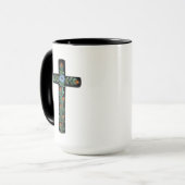 Mug Croix peinte à la Fleur bleue (Devant gauche)