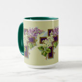 Mug Croix pourpre avec des fleurs (Devant gauche)