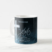 Mug Croix sur l'écriture de l'eau Personnalisé (Devant gauche)