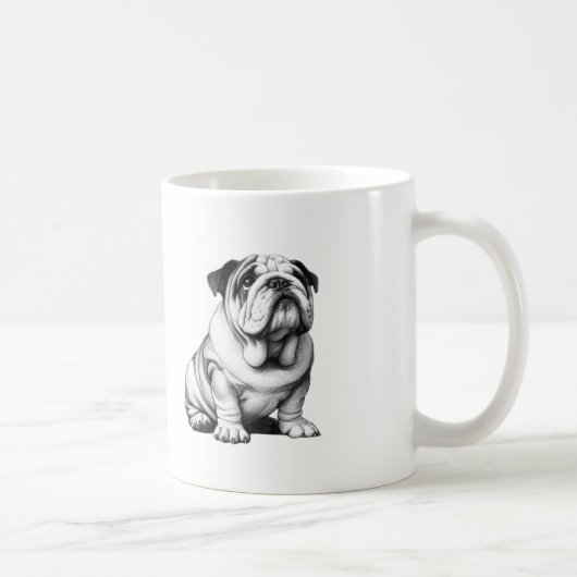 Mug Croquis adorable de bulldog noir et blanc (Droite)