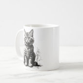 Mug Croquis au crayon de chat mignon (Devant gauche)