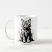 Mug Croquis au crayon de chat mignon (Gauche)