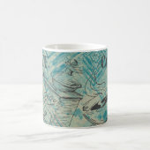 Mug Croquis d'art de café moderne bleu (Centre)