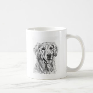 Mug Croquis de charbon de bois de golden retriever
