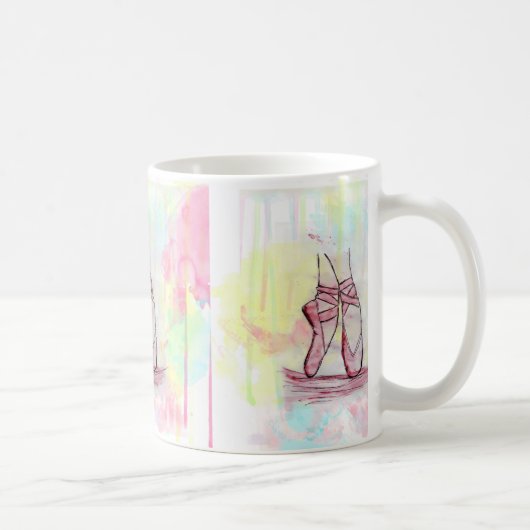 Mug Croquis de chaussures en ballet mignonne Aquarelle (Droite)