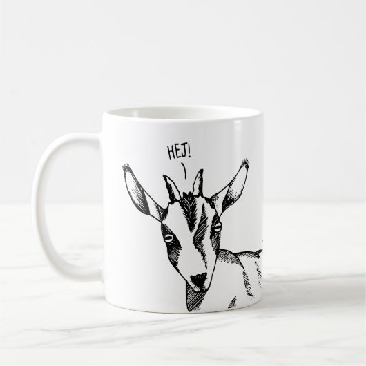 Mug Croquis de chèvre disant "Hej !" (Gauche)