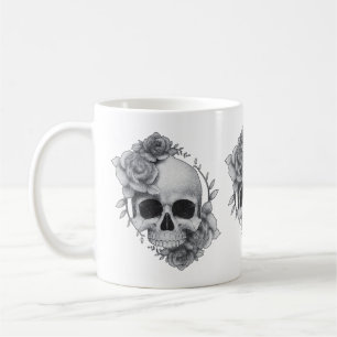 Mug Croquis de crâne et de roses