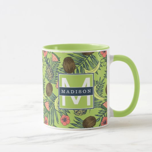 Mug Croquis de fruit tropical sur le motif vert (Droite)