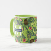 Mug Croquis de fruit tropical sur le motif vert (Devant gauche)