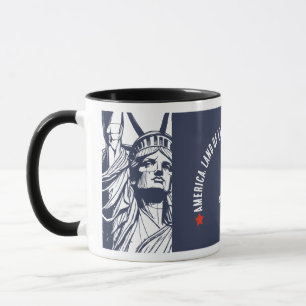 Mug Croquis de la Statue de la Liberté avec accent ble