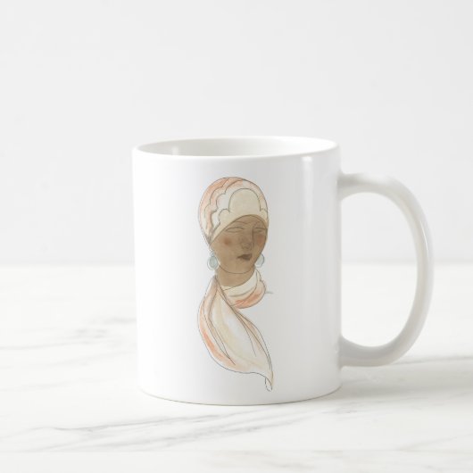 Mug Croquis de mode Flapper - Femme avec Écharpe (Droite)