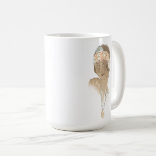 Mug Croquis de mode Flapper - Femme avec pièce à cheve (Devant droit)