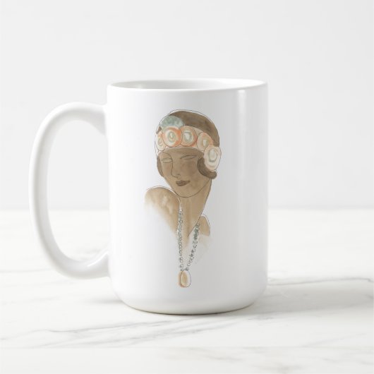 Mug Croquis de mode Flapper - Femme avec pièce à cheve (Gauche)