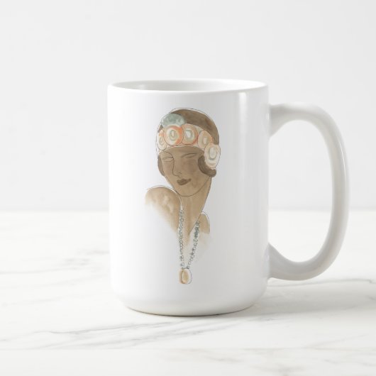 Mug Croquis de mode Flapper - Femme avec pièce à cheve (Droite)