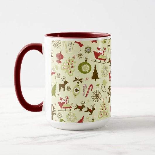 Mug Croquis de Noël rétro Motif sans coutures (Gauche)