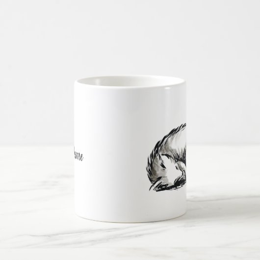 Mug Croquis de renard mignon avec nom (Centre)