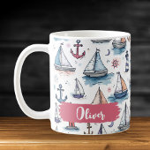 Mug Croquis de rêve des bateaux à voile Ancres et phar