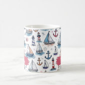Mug Croquis de rêve des bateaux à voile Ancres et phar (Centre)