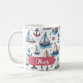 Mug Croquis de rêve des bateaux à voile Ancres et phar (Gauche)