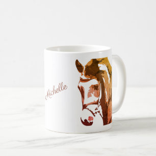 Mug Croquis de tête de cheval personnalisé en Brown