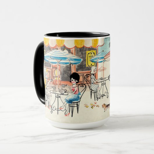 Mug Croquis mignon de scène de la France Café (Devant gauche)