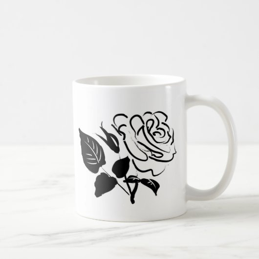 Mug Croquis rose et Feuille (Droite)