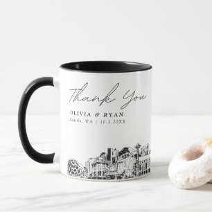Mug Croquis Seattle Mariage simple personnalisé café M