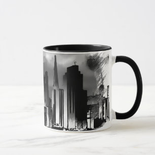 Mug Croquis Skyline de Chicago en noir et blanc