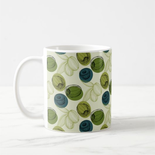 Mug Croquis vert Olive Dessin Cuisine Motif (Gauche)