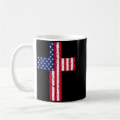 Mug Cross Usa Flag Christian Religious Us America Fait (Gauche)