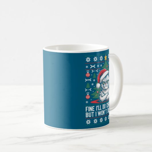 Mug Crossed Arms Cat Funny Christmas Ugly Sweater Long (Devant droit)