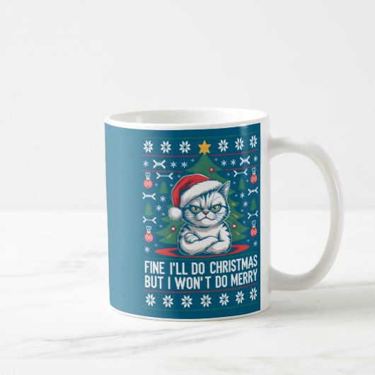 Mug Crossed Arms Cat Funny Christmas Ugly Sweater Long (Droite)