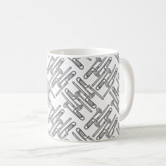 Mug Crosshatch gris Trombone Motif blanc (Devant droit)