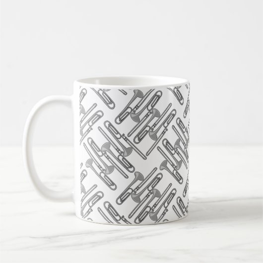Mug Crosshatch gris Trombone Motif blanc (Gauche)