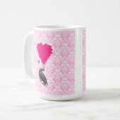 Mug Crow et coeur sur damas rose (Devant gauche)