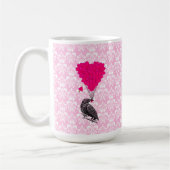 Mug Crow et coeur sur damas rose (Gauche)