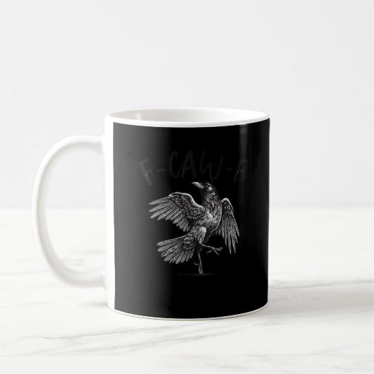 Mug Crow, F-Caw-F Funny Bird Retro Graphic (Gauche)