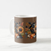 Mug Crow Whimsical avec Citrouilles et tournesols (Devant gauche)