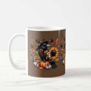 Mug Crow Whimsical avec Citrouilles et tournesols
