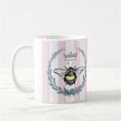 Mug Crown Bee en Couronne | Rayures Roses et Blanches  (Gauche)